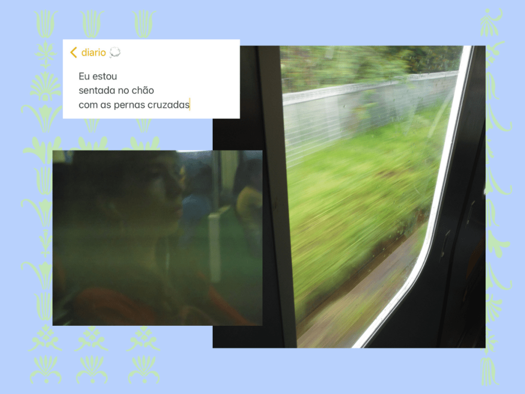 eu estou sentada no chão com as pernas&nbsp;cruzadas